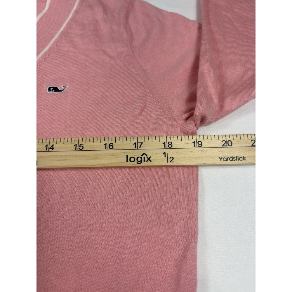 Vineyard Vines Heritage Tipped Cashmere Blend Sweater Palm Beach Pink Med Ladies - Picture 8 of 13